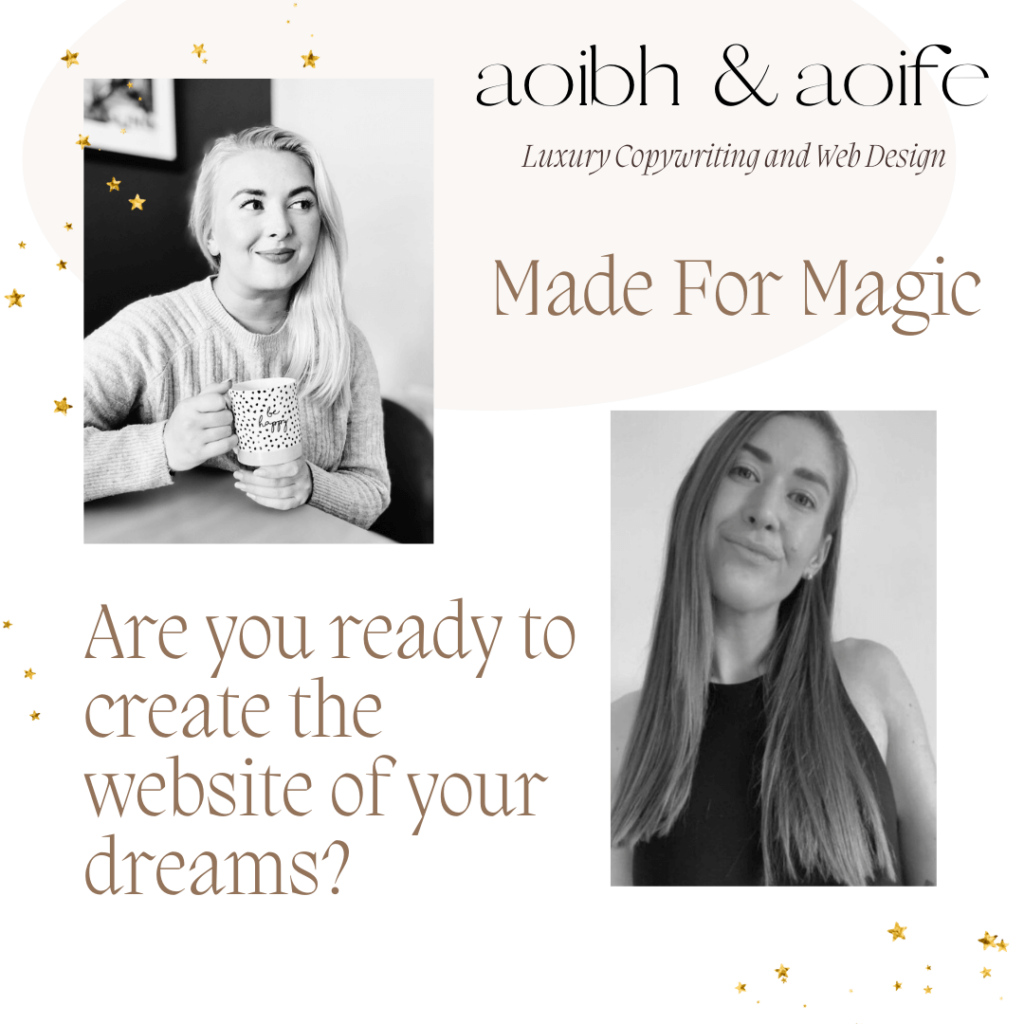 Copywriting and website design package post with images of Aoife & Aoibh Johnson