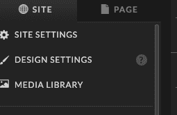 Site Settings of showit website